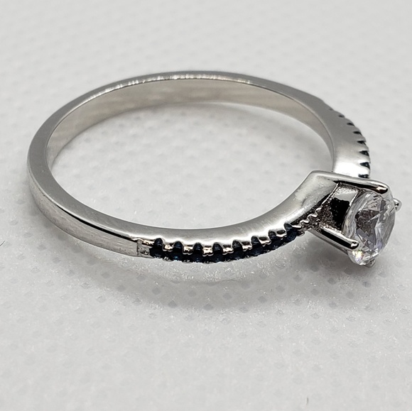 Silver Round Cubic Zirconia Created Nano Sapphire - Picture 6 of 8